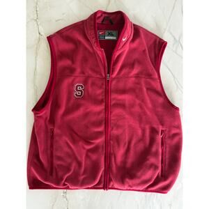 Rare Nike Stanford Red Zip Up Fleece Vest, Size Mens XL Swoosh U